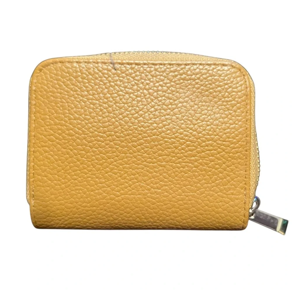A New Day Accordion Zip Wallet Womens OS Mustard Yellow Very Good Faux Leather